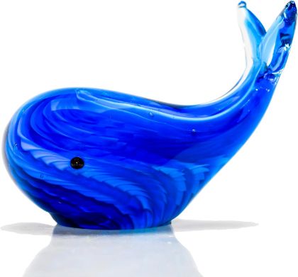 Blue Glass Whale Hand Blown Art Glass Whale Decor