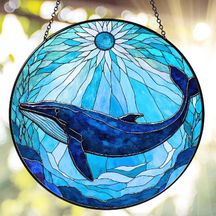 Whale Stained Glass Sun Catcher