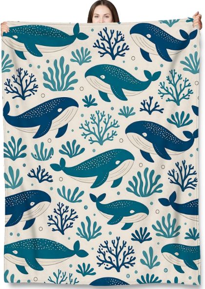 Whale Ocean Throw Blanket